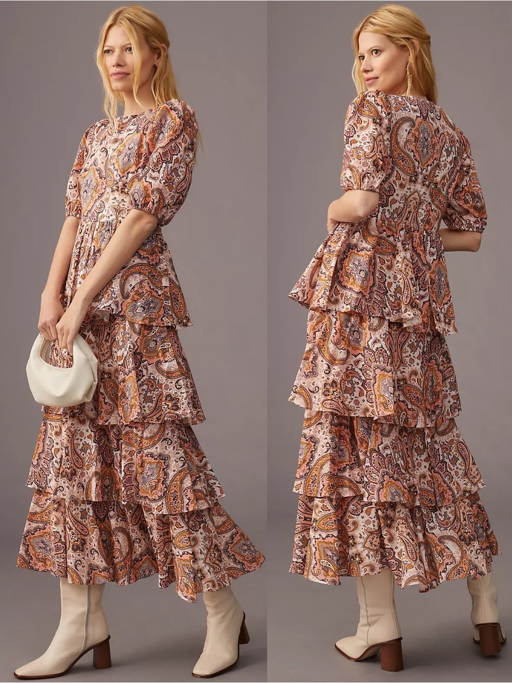 Anthropologie Kachel Printed Tiered Maxi Dress